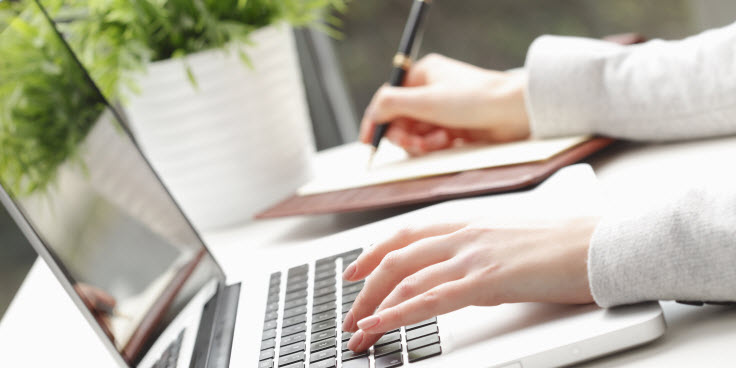 woman using laptop